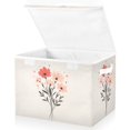 thumbnail image 1 of Yayeee Collapsible Cube Storage Bin with Lid Fabric Closet Decorative Basket with Handles, Pink Flower, 1 of 7