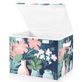 thumbnail image 1 of Yayeee Collapsible Storage Bin with Lid Fabric Closet Decorative Basket with Handles, Pink Flowers, 1 of 7