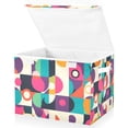 thumbnail image 1 of Yayeee Collapsible Cube Storage Bin with Lid Fabric Closet Decorative Basket with Handles, Pink Geometric, 1 of 7