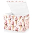 thumbnail image 1 of Yayeee Collapsible Cube Storage Bin with Lid Fabric Closet Decorative Basket with Handles, Pink Ice Cream Pattern, 1 of 7