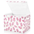 thumbnail image 1 of Yayeee Collapsible Cube Storage Bin with Lid Fabric Closet Decorative Basket with Handles, Pink Popsicle Pattern, 1 of 7