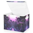 thumbnail image 1 of Yayeee Collapsible Cube Storage Bin with Lid Fabric Closet Decorative Basket with Handles, Pink Road, 1 of 7