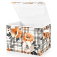 thumbnail image 1 of Yayeee Collapsible Cube Storage Bin with Lid Fabric Closet Decorative Basket with Handles, Plaid Floral, 1 of 7