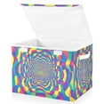 thumbnail image 1 of Yayeee Collapsible Cube Storage Bin with Lid Fabric Closet Decorative Basket with Handles, Psychedelic Pattern, 1 of 7