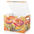 thumbnail image 1 of Yayeee Collapsible Cube Storage Bin with Lid Fabric Closet Decorative Basket with Handles, Purple Abstract Floral, 1 of 7