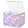 thumbnail image 1 of Yayeee Collapsible Storage Bin with Lid Fabric Closet Decorative Basket with Handles, Purple Cartoon Rabbit Pattern, 1 of 7