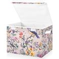 thumbnail image 1 of Yayeee Collapsible Cube Storage Bin with Lid Fabric Closet Decorative Basket with Handles, Purple Floral Pattern, 1 of 7