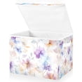 thumbnail image 1 of Yayeee Collapsible Cube Storage Bin with Lid Fabric Closet Decorative Basket with Handles, Purple Flower Pattern, 1 of 7
