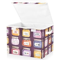 Yayeee Collapsible Cube Storage Bin with Lid Fabric Closet Decorative Basket with Handles, Purple Jam