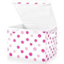 Yayeee Collapsible Cube Storage Bin with Lid Fabric Closet Decorative Basket with Handles, Purple Polka Dots