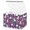 thumbnail image 1 of Yayeee Collapsible Cube Storage Bin with Lid Fabric Closet Decorative Basket with Handles, Purple Space Cat Pattern, 1 of 7