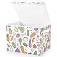 thumbnail image 1 of Yayeee Collapsible Cube Storage Bin with Lid Fabric Closet Decorative Basket with Handles, Purple Vegetables Pattern, 1 of 7