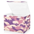 thumbnail image 1 of Yayeee Collapsible Cube Storage Bin with Lid Fabric Closet Decorative Basket with Handles, Purple Wave Pattern, 1 of 7