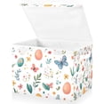 thumbnail image 1 of Yayeee Collapsible Cube Storage Bin with Lid Fabric Closet Decorative Basket with Handles, Red Easter Eggs, 1 of 7