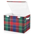 thumbnail image 1 of Yayeee Collapsible Cube Storage Bin with Lid Fabric Closet Decorative Basket with Handles, Red Green Pattern, 1 of 7