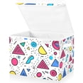 thumbnail image 1 of Yayeee Collapsible Cube Storage Bin with Lid Fabric Closet Decorative Basket with Handles, Red Retro Pattern, 1 of 7