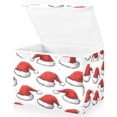 thumbnail image 1 of Yayeee Collapsible Storage Bin with Lid Fabric Closet Decorative Basket with Handles, Red Santa Hats Pattern, 1 of 7