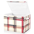 thumbnail image 1 of Yayeee Collapsible Cube Storage Bin with Lid Fabric Closet Decorative Basket with Handles, Red Tartan, 1 of 7