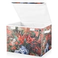 thumbnail image 1 of Yayeee Collapsible Cube Storage Bin with Lid Fabric Closet Decorative Basket with Handles, Red Vibrant Flowers, 1 of 7