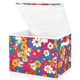 thumbnail image 1 of Yayeee Collapsible Storage Bin with Lid Fabric Closet Decorative Basket with Handles, Red Whimsical Floral, 1 of 7