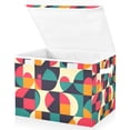 thumbnail image 1 of Yayeee Collapsible Cube Storage Bin with Lid Fabric Closet Decorative Basket with Handles, Retro Geometric, 1 of 7