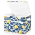 thumbnail image 1 of Yayeee Collapsible Cube Storage Bin with Lid Fabric Closet Decorative Basket with Handles, Retro Plaid Lemon, 1 of 7