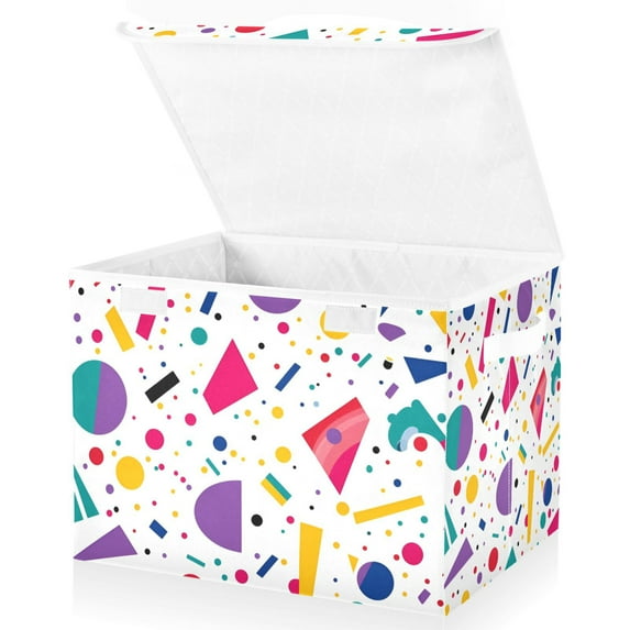 Yayeee Collapsible Cube Storage Bin with Lid Fabric Closet Decorative Basket with Handles, Retro Round