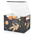 thumbnail image 1 of Yayeee Collapsible Cube Storage Bin with Lid Fabric Closet Decorative Basket with Handles, Retro Watercolor Planet, 1 of 7