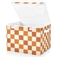 thumbnail image 1 of Yayeee Collapsible Cube Storage Bin with Lid Fabric Closet Decorative Basket with Handles, Rusty Orange Plaid, 1 of 7