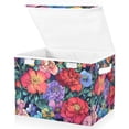 thumbnail image 1 of Yayeee Collapsible Storage Bin with Lid Fabric Closet Decorative Basket with Handles, Serene Floral Pattern, 1 of 7