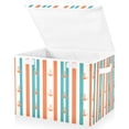 thumbnail image 1 of Yayeee Collapsible Cube Storage Bin with Lid Fabric Closet Decorative Basket with Handles, Simple Nautical Pattern, 1 of 7