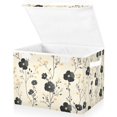 thumbnail image 1 of Yayeee Collapsible Storage Bin with Lid Fabric Closet Decorative Basket with Handles, Small Black Flowers, 1 of 7