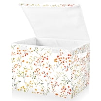 Yayeee Collapsible Cube Storage Bin with Lid Fabric Closet Decorative Basket with Handles, Small Floral Pattern
