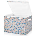 thumbnail image 1 of Yayeee Collapsible Cube Storage Bin with Lid Fabric Closet Decorative Basket with Handles, Small Pink Flower, 1 of 7