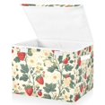 thumbnail image 1 of Yayeee Collapsible Storage Bin with Lid Fabric Closet Decorative Basket with Handles, Small Strawberry Pattern, 1 of 7