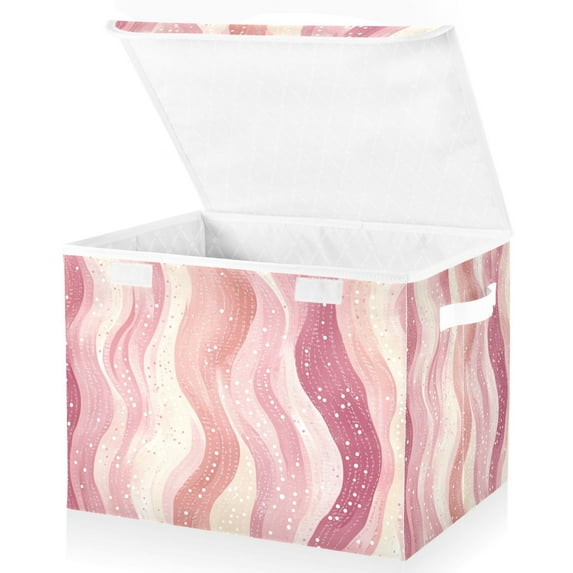 Yayeee Collapsible Cube Storage Bin with Lid Fabric Closet Decorative Basket with Handles, Soft Brown Pattern