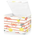 thumbnail image 1 of Yayeee Collapsible Cube Storage Bin with Lid Fabric Closet Decorative Basket with Handles, Striped Crab, 1 of 7