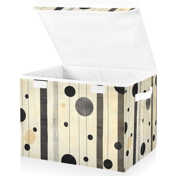 Yayeee Collapsible Cube Storage Bin with Lid Fabric Closet Decorative Basket with Handles, Stripes Pattern