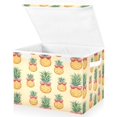 thumbnail image 1 of Yayeee Collapsible Storage Bin with Lid Fabric Closet Decorative Basket with Handles, Sunshine Pineapples, 1 of 7