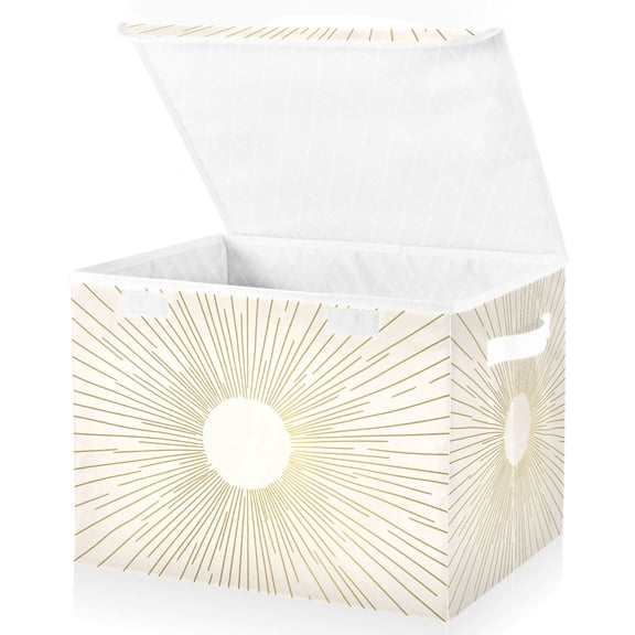 Yayeee Collapsible Cube Storage Bin with Lid Fabric Closet Decorative Basket with Handles, Sunshine