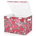 thumbnail image 1 of Yayeee Collapsible Cube Storage Bin with Lid Fabric Closet Decorative Basket with Handles, Sweet Strawberry, 1 of 7
