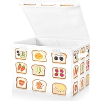 Yayeee Collapsible Cube Storage Bin with Lid Fabric Closet Decorative Basket with Handles, Various Toasts
