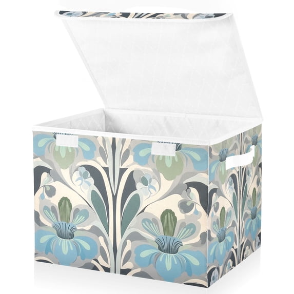 Yayeee Collapsible Cube Storage Bin with Lid Fabric Closet Decorative Basket with Handles, Vibrant Abstract Design