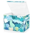 thumbnail image 1 of Yayeee Collapsible Cube Storage Bin with Lid Fabric Closet Decorative Basket with Handles, Vibrant Cat Pattern, 1 of 7