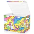 thumbnail image 1 of Yayeee Collapsible Cube Storage Bin with Lid Fabric Closet Decorative Basket with Handles, Vibrant Dinosaur, 1 of 7
