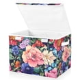 thumbnail image 1 of Yayeee Collapsible Cube Storage Bin with Lid Fabric Closet Decorative Basket with Handles, Vibrant Pink Floral Pattern, 1 of 7
