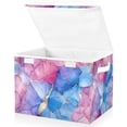 thumbnail image 1 of Yayeee Collapsible Cube Storage Bin with Lid Fabric Closet Decorative Basket with Handles, Watercolor Blue Marble Pattern, 1 of 7