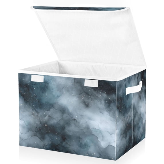 Yayeee Collapsible Cube Storage Bin with Lid Fabric Closet Decorative Basket with Handles, Watercolor Sky Pattern