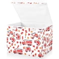thumbnail image 1 of Yayeee Collapsible Cube Storage Bin with Lid Fabric Closet Decorative Basket with Handles, White Cartoon Fire Truck Pattern, 1 of 7
