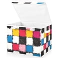 thumbnail image 1 of Yayeee Collapsible Cube Storage Bin with Lid Fabric Closet Decorative Basket with Handles, White Checkered Pattern, 1 of 7